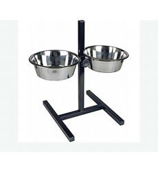 Подставка Зооник 08827-1 Двойная с Металлическими Мисками 0,9л Квадратная