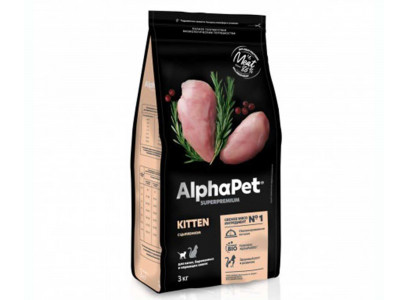 Сухой Корм Alphapet (Альфапет) Superpremium Для Кошек и Котят Цыпленок 400г (1*14) 50907 