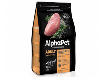 Сухой Корм Alphapet (Альфапет) Superpremium Для Собак Мелких Пород Индейка и Рис 1,5кг 