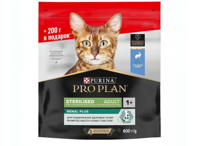 Сухой Корм Pro Plan (Проплан) Для Стерилизованных Кошек Кролик 400г+200г  
