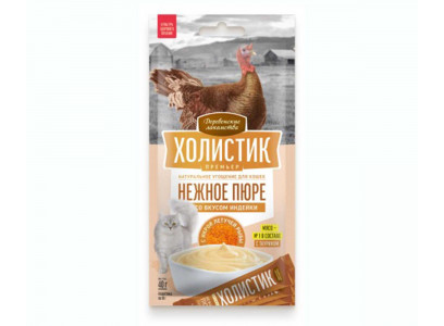 Лакомство Деревенские Лакомства Для Кошек Нежное Пюре Со Вкусом Индейки с Икрой Летучей Рыбы Холистик Премьер 4*10г 79215724  