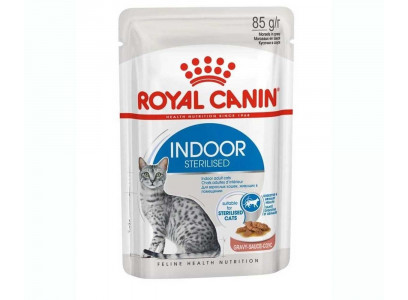 Влажный Корм Royal Canin (Ройял Канин) Для Взрослых Кастрированных Котов и Стерилизованных Кошек Живущих Дома Indoor Sterilised в Соусе 85г (1*28)
