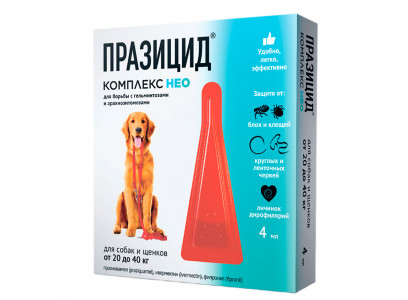 Празицид-Комплекс Нео Капли Для Кошек Весом От 20 До 40 Кг Против Внутренних и Внешних Паразитов 1 Пипетка 1*4мл Apicenna 