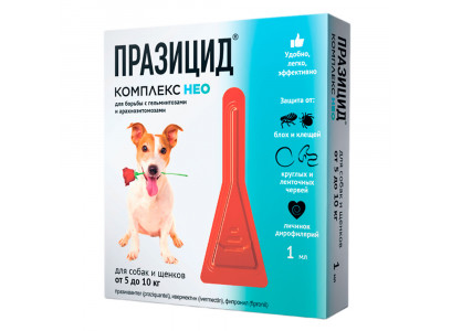 Празицид-Комплекс Нео Капли Для Кошек Весом От 5 До 10 Кг Против Внутренних и Внешних Паразитов 1 Пипетка 1*1мл Apicenna 
