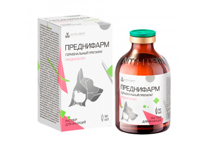 Преднифарм Раствор Для Инъекций Гормональный Препарат Для Собак и Кошек с Противовоспалительным, Противоаллергическим, Иммунодепрессивным Действием Нита-Фарм 50мл 
