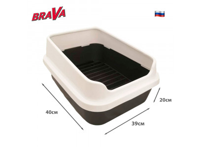 Туалет Для Кошек Brava (Брава) Люкс с Высоким Бортом и Сеткой 39*40*20см 