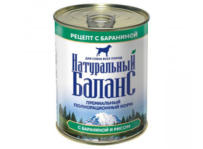 Консервы Натуральный Баланс Для Собак Баранина И Рис 340г 