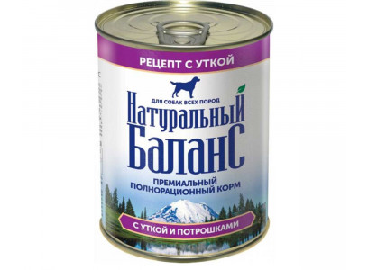 Консервы Натуральный Баланс Для Собак Утка И Потрошки 340г (1*12) 