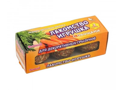 Мышильд Шарики Медово-Зерновые Для Грызунов с Овощами 3шт 60г Коробка 