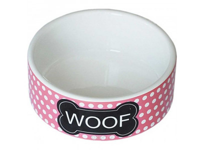 Миска №1 Керамическая Woof 440мл 12,5*5см Бело-Розовая Мкр1209