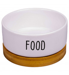 Миска Mr.Kranch (Мистер Кранч) Bamboo Food Керамическая На Бамбуковой Подставке 340мл Белая