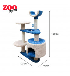 Домик Зооник 22226-9 Для Кошки Многоуровневый с Площадками Ковролин 1030*620*1300 Синий
