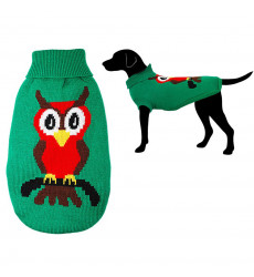 Свитер Уют Для Собак Средних Пород Зеленый с Совой 40см Нм1805хл