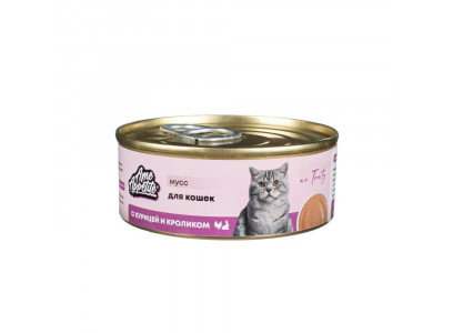 Влажный Корм AmeAppetite (АмАппетит) Для Кошек Курица и Кролик Мусс Консерва 100г 