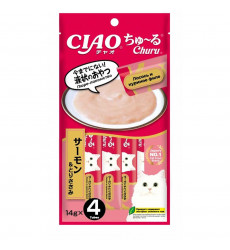 Лакомство Inaba Ciao Churu Для Кошек 14г*4 Пюре Лосось и Куриное Филе 
