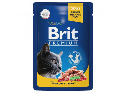Влажный Корм Brit (Брит) Premium Для Кошек Лосось и Форель в Соусе 85г (1*14) 5048854 