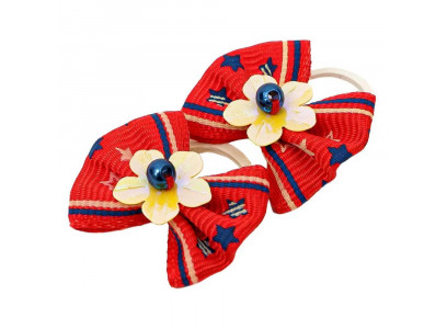 Бантик Zooone (Зооуан) 72-A017 Пара, Красный Со Звездочкой и Цветочком