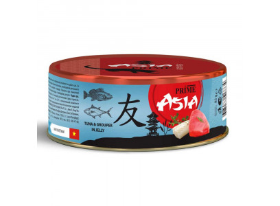 Консервы Prime (Прайм) Asia Для Кошек Тунец и Рыба Групер в Желе 85г 