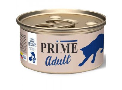 Консервы Prime (Прайм) Для Кошек Тунец, Курица И Ананас в Собственном Соку 85г 