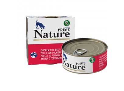 Консервы Prime (прайм) Nature  Для Собак Курица и Говяжье Легкое в Бульоне 150г   