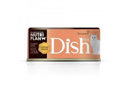 Влажный Корм Nutri Plan (Нутри План) Dish Для Кошек Белый Тунец и Лосось в Бульоне 85гр  