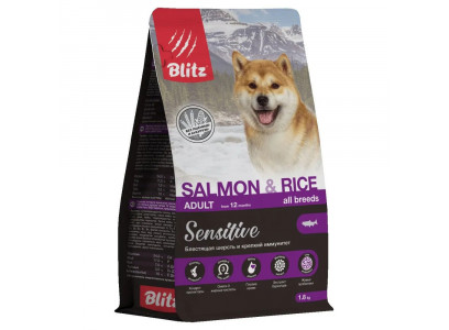Сухой Корм Blitz (Блиц) Sensitive Для Собак с Чувствительным пищеварением Лосось и Рис 1,8кг 70908
