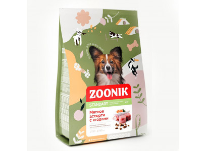 Сухой Корм Zoonik (Зооник) Для Собак Мелких Пород Мясное Ассорти с Ягодами Standart 2кг 