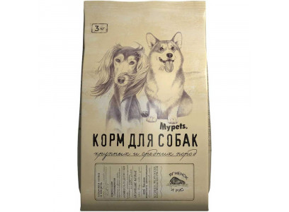 Сухой Корм Mypets (Майпетс) Для Собак Крупных и Средних Пород Ягненок и Рис 3 Кг 