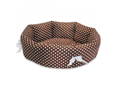Лежанка CLP Круглая Коричневый Горох № 3, 60*60*17см, Принт , Бязь 