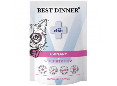 Влажный Корм Best Dinner (Бест Диннер) Vet Profi Urinary Для Кошек Телятина Кусочки в Соусе 85г 7424 