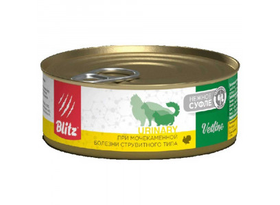 Влажный Корм Blitz (Блиц) Cat Urinary Для Кошек При МКБ Струвитного Типа Индейка 100г