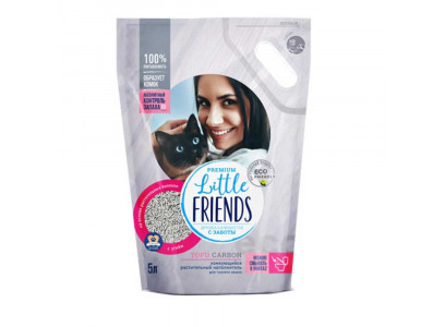 Наполнитель Little Friends (Литтл Френдс) Tofu Carbon П/М Пакет, Растительный Комкующийся 2,5л 
