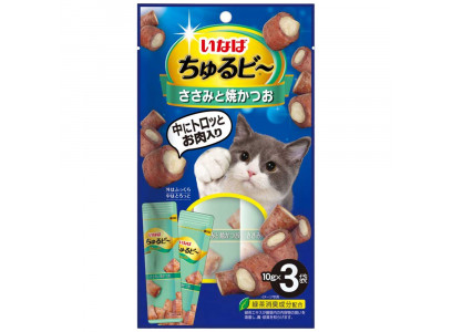 Лакомство Inaba (Инаба) Churu Bee Для Кошек Запеченные Трубочки Куриное Филе и Запеченный Тунец 10г*3Кацуо 