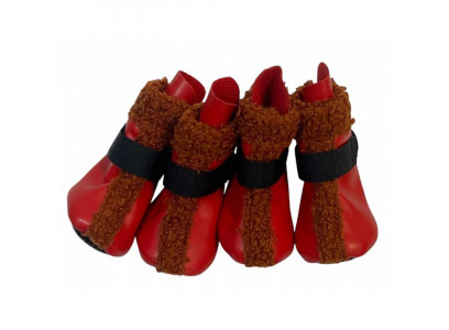 Унтики Pet Fashion (Пет Фешн) Для Собак Эко Кожики Р. 3 Красные, Каракуль/Язычок