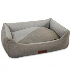 Лежанка Прямоугольная Рогожка №3, 70*53*18см, Серый, Бежевый, Рогожка