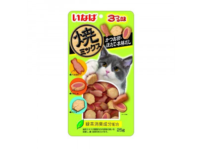 Лакомство Inaba (Инаба) Yakimiksu Для Кошек  Ассорти Кацуобуси, Морского Гребешка И Наваристого Бульона 25г 