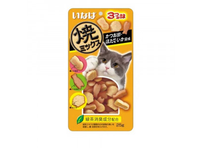 Лакомство Inaba (Инаба) Yakimiksu Для Кошек 25г Ассорти Кацуобуси, Морского Гребешка и Кальмара 