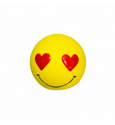 Игрушка №1 Мячик-Смайлик Сердечки Желтый с Пищалкой, Латекс, 6см Лс308