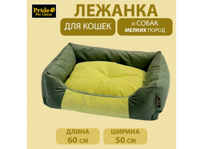 Лежанка Для Кошек и Собак Мелких Пород Pride (Прайд) Fresh Прямоугольная, Цвет Алоэ/Лайм 60*50см 10016571 