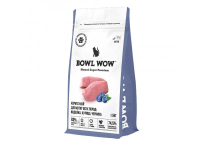 Сухой Корм Bowl Wow (Боул Вау) Для Котят Курица и Черника 400г  