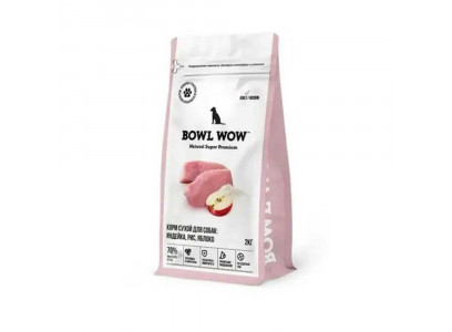Сухой Корм Bowl Wow (Боул Вау) Для Собак Средних Пород Индейка, Рис и Яблоко 2кг 