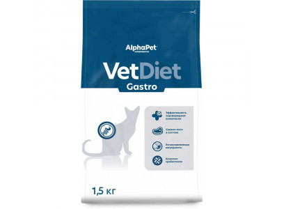Лечебный Сухой Корм Alphapet (Альфапет) Для Кошек Диетический Gastro При Острых Растройствах Пищеварения 1,5кг  55018 