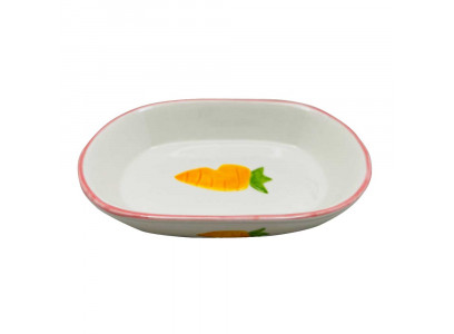 Миска №1 Керамическая, Белая, Овальная с Розовой Каемочкой, 100мл Мкр2111