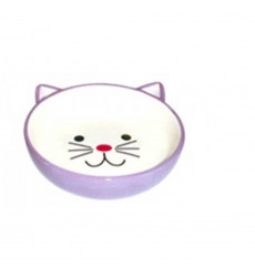 Миска №1 Керамическая, Сиреневая, в Форме Мордочки Кошки 180мл Мкр802