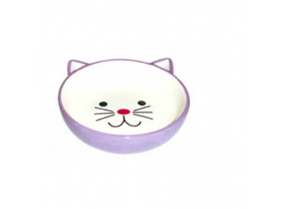 Миска №1 Керамическая, Сиреневая, в Форме Мордочки Кошки 180мл Мкр802