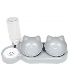 Миска Алькор с Автопоилкой Двойная, Серая Tpb01-1