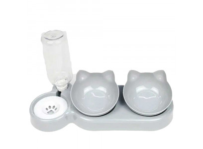 Миска Алькор с Автопоилкой Двойная, Серая Tpb01-1