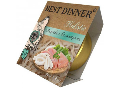 Консервы Best Dinner (Бест Диннер) Holistic  Для Стерилизованных Кошек Индейка и Кальмары в Желе 75г 
