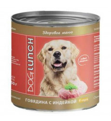 Консервы Dog Lunch (Дог Ланч) Для Собак Говядина и Индейка в Соусе 750г