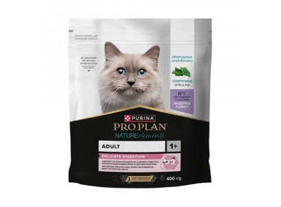 Сухой Корм Pro Plan (Проплан) Nature Elements Для Кошек с Чувствительным Пищеварением Индейка и Спирулина 400г 